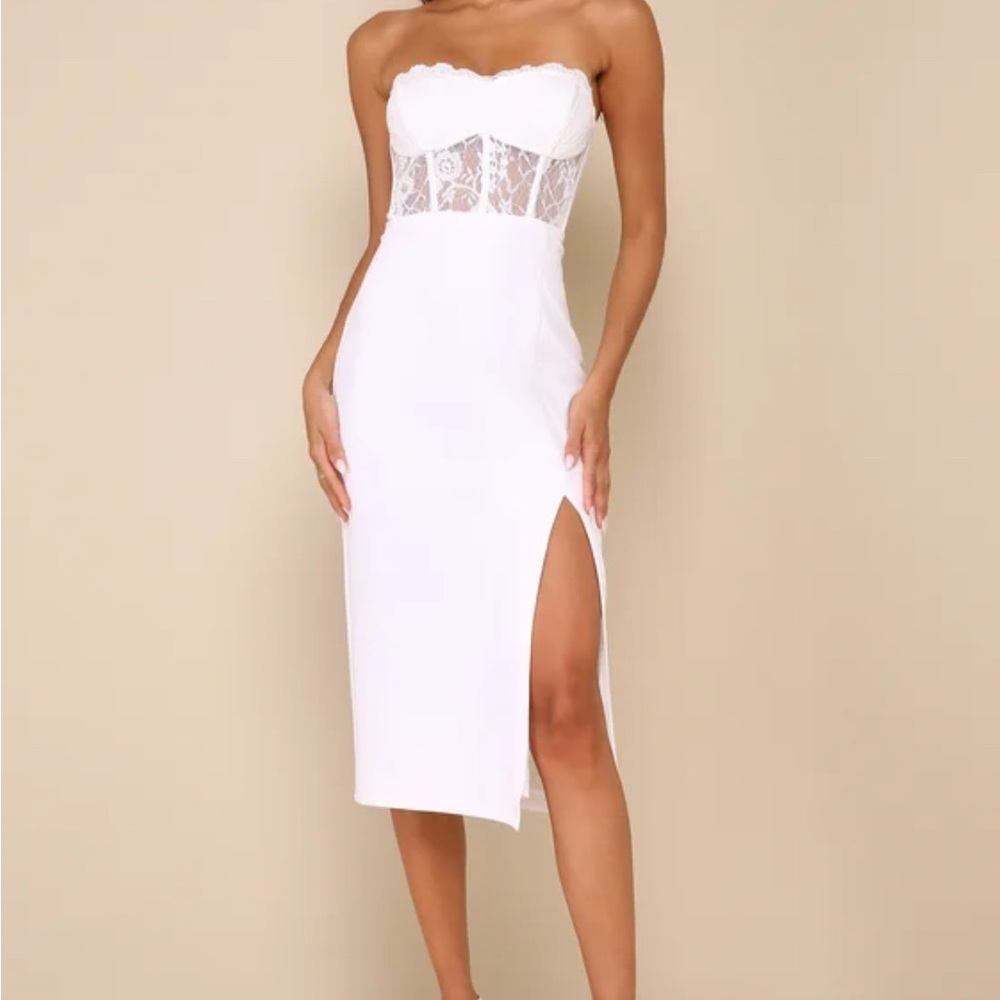 Lulu's White Strapless Bodycon Dress